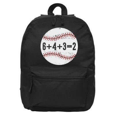 Funny 6+4+3=2 Double Play Baseball Gift 16 in Basic Backpack