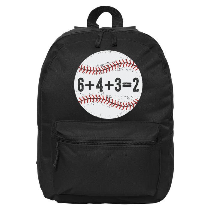 Funny 6+4+3=2 Double Play Baseball Gift 16 in Basic Backpack