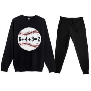 Funny 6+4+3=2 Double Play Baseball Gift Premium Crewneck Sweatsuit Set