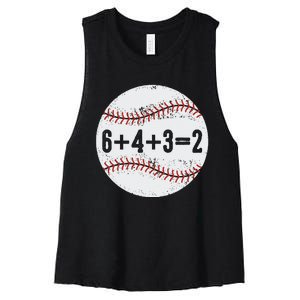 Funny 6+4+3=2 Double Play Baseball Gift Women's Racerback Cropped Tank