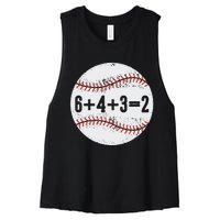 Funny 6+4+3=2 Double Play Baseball Gift Women's Racerback Cropped Tank