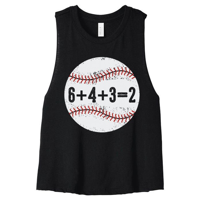 Funny 6+4+3=2 Double Play Baseball Gift Women's Racerback Cropped Tank