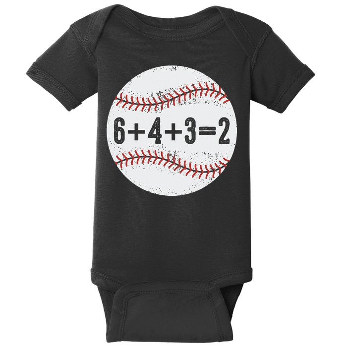 Funny 6+4+3=2 Double Play Baseball Gift Baby Bodysuit