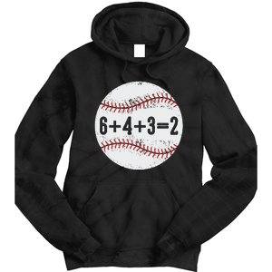 Funny 6+4+3=2 Double Play Baseball Gift Tie Dye Hoodie