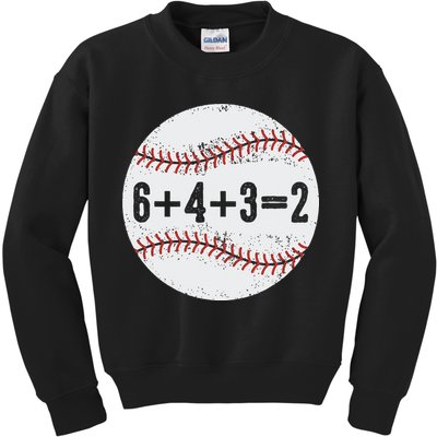 Funny 6+4+3=2 Double Play Baseball Gift Kids Sweatshirt