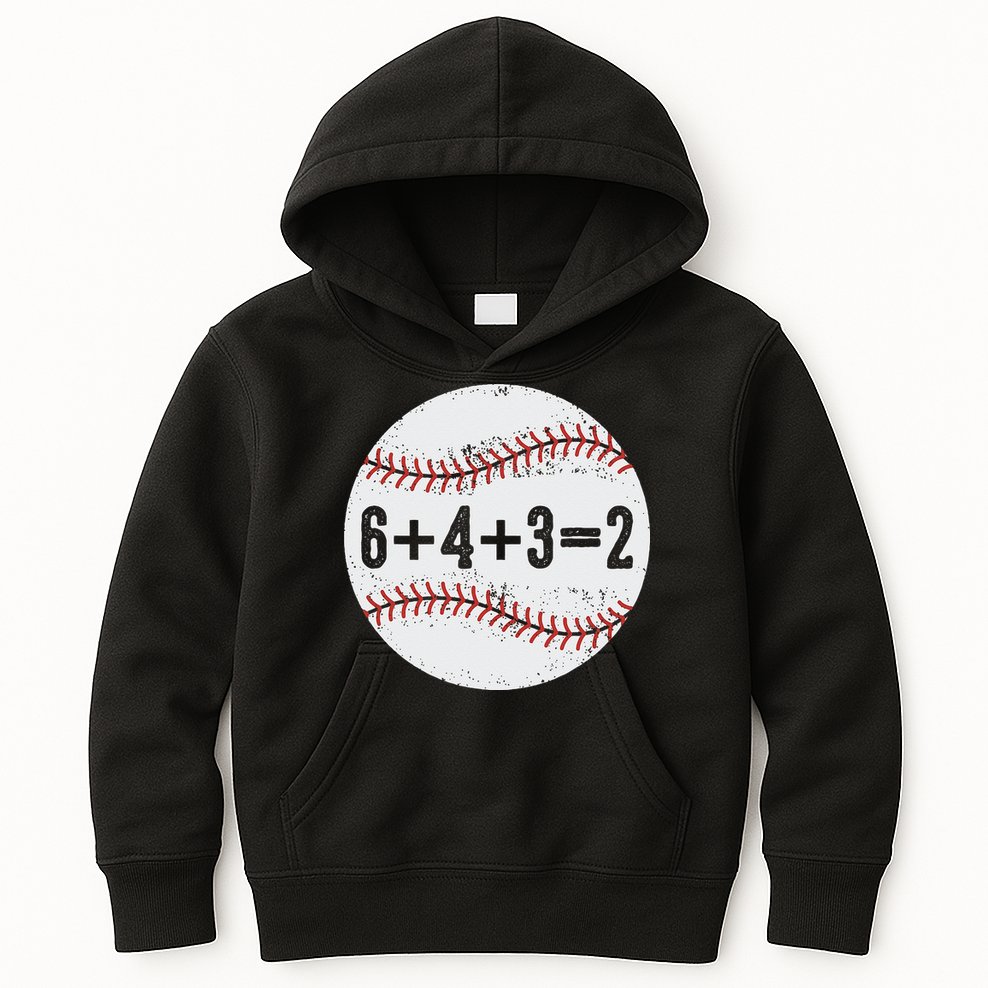 Funny 6+4+3=2 Double Play Baseball Gift Kids Hoodie