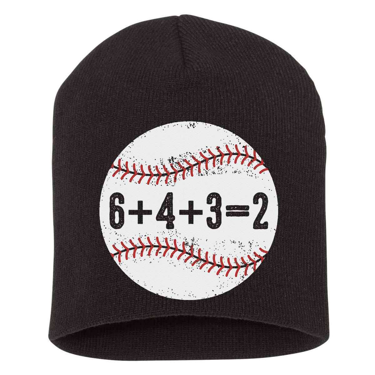 Funny 6+4+3=2 Double Play Baseball Gift Short Acrylic Beanie