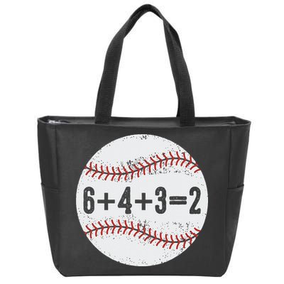Funny 6+4+3=2 Double Play Baseball Gift Zip Tote Bag