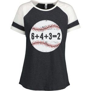 Funny 6+4+3=2 Double Play Baseball Gift Enza Ladies Jersey Colorblock Tee