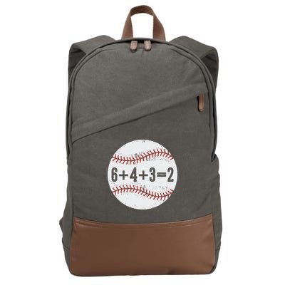 Funny 6+4+3=2 Double Play Baseball Gift Cotton Canvas Backpack
