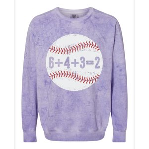 Funny 6+4+3=2 Double Play Baseball Gift Colorblast Crewneck Sweatshirt