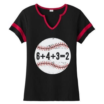 Funny 6+4+3=2 Double Play Baseball Gift Ladies Halftime Notch Neck Tee