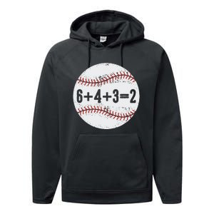 Funny 6+4+3=2 Double Play Baseball Gift Performance Fleece Hoodie