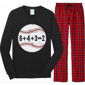 Funny 6+4+3=2 Double Play Baseball Gift Long Sleeve Pajama Set