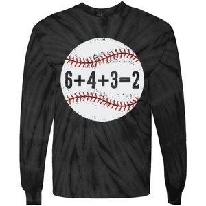 Funny 6+4+3=2 Double Play Baseball Gift Tie-Dye Long Sleeve Shirt