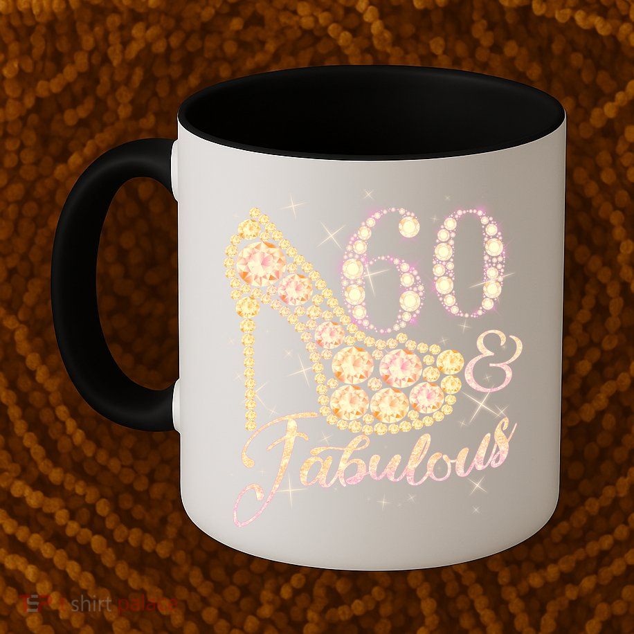 Fabulous & 60 Sparkly Heel 60th Birthday Mug