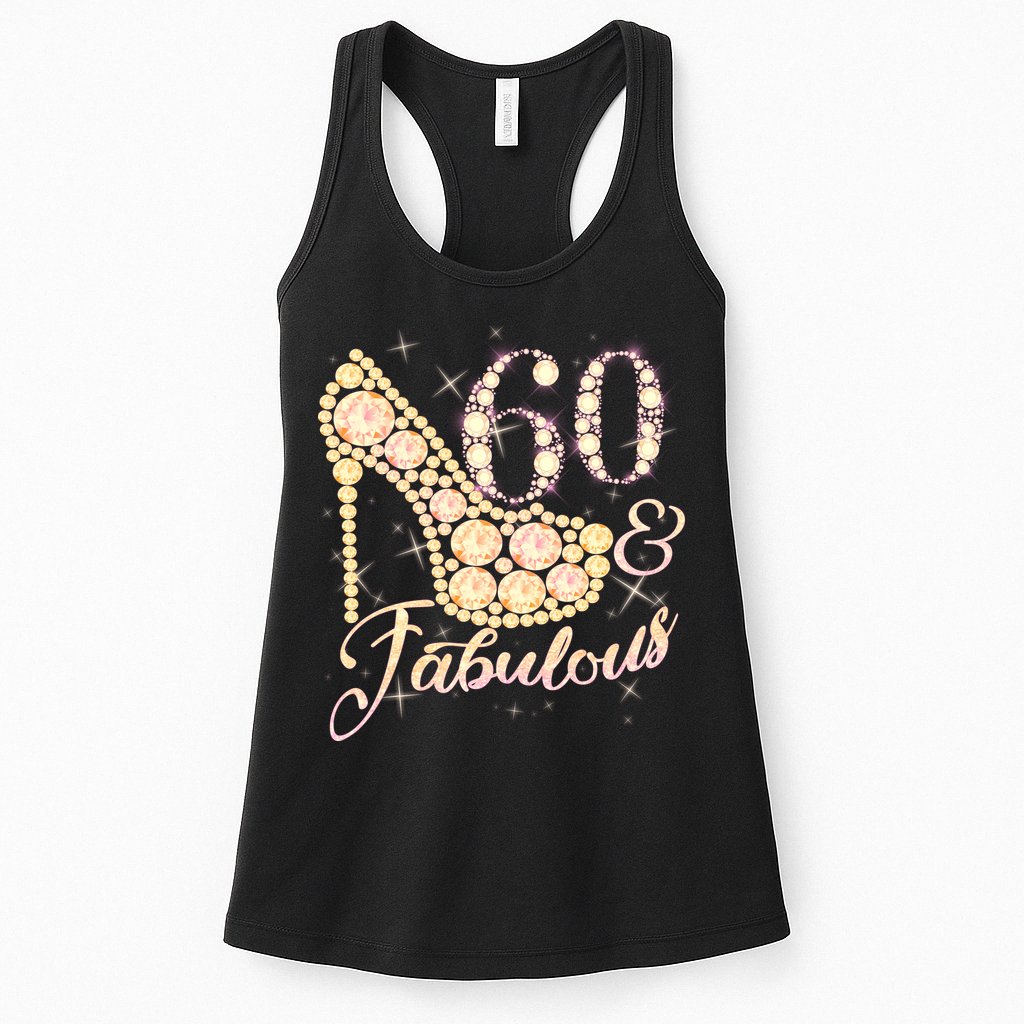 Fabulous & 60 Sparkly Heel 60th Birthday Womens Tank Top