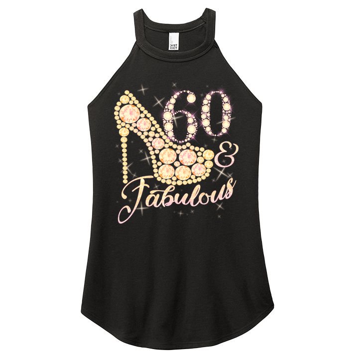 Fabulous & 60 Sparkly Heel 60th Birthday Women's Perfect Tri Rocker Tank