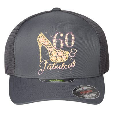 Fabulous & 60 Sparkly Heel 60th Birthday Flexfit Unipanel Trucker Cap