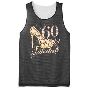 Fabulous & 60 Sparkly Heel 60th Birthday Mesh Reversible Basketball Jersey Tank