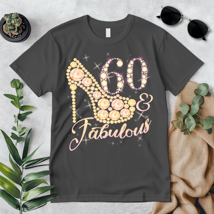 Fabulous & 60 Sparkly Heel 60th Birthday Premium T-Shirt