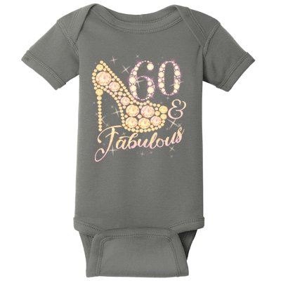 Fabulous & 60 Sparkly Heel 60th Birthday Baby Bodysuit