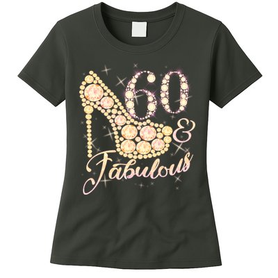 Fabulous & 60 Sparkly Heel 60th Birthday Womens T-Shirt