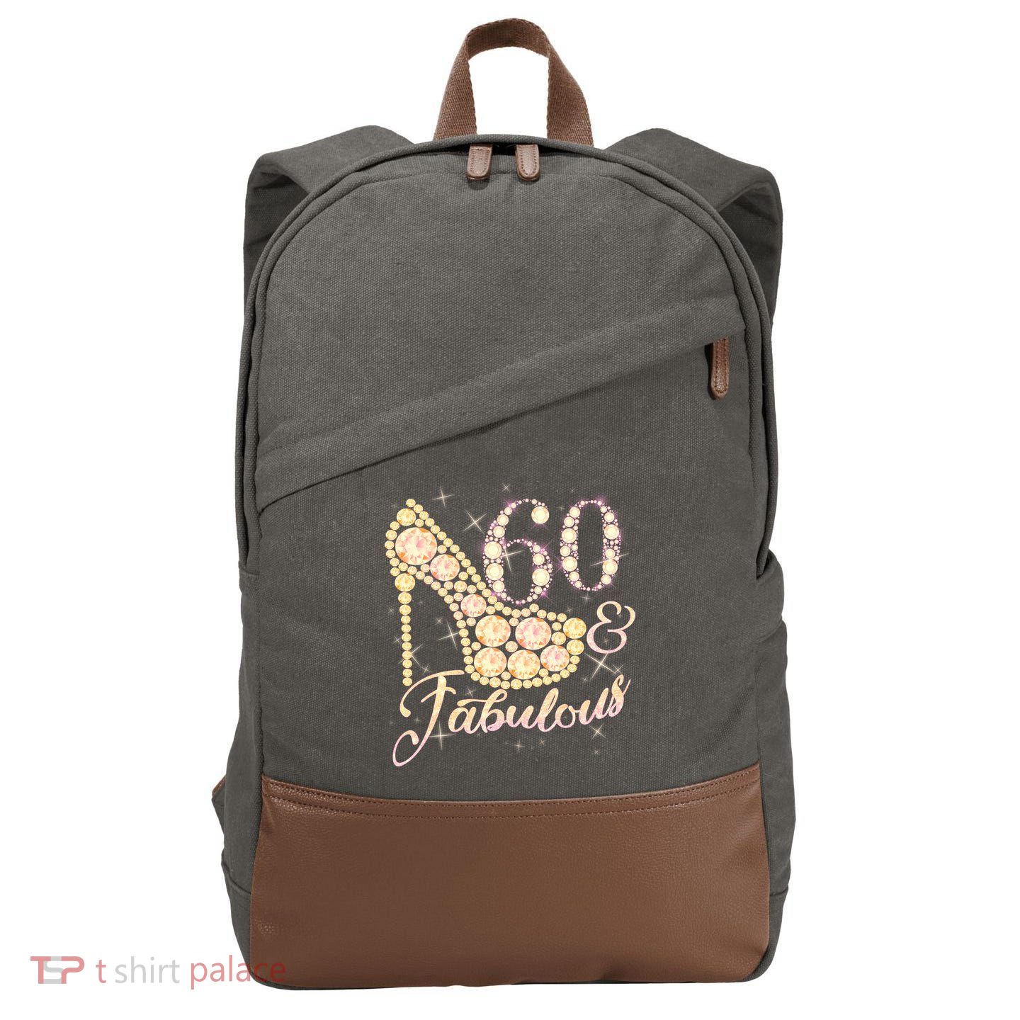 Fabulous & 60 Sparkly Heel 60th Birthday Cotton Canvas Backpack