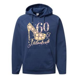 Fabulous & 60 Sparkly Heel 60th Birthday Performance Fleece Hoodie