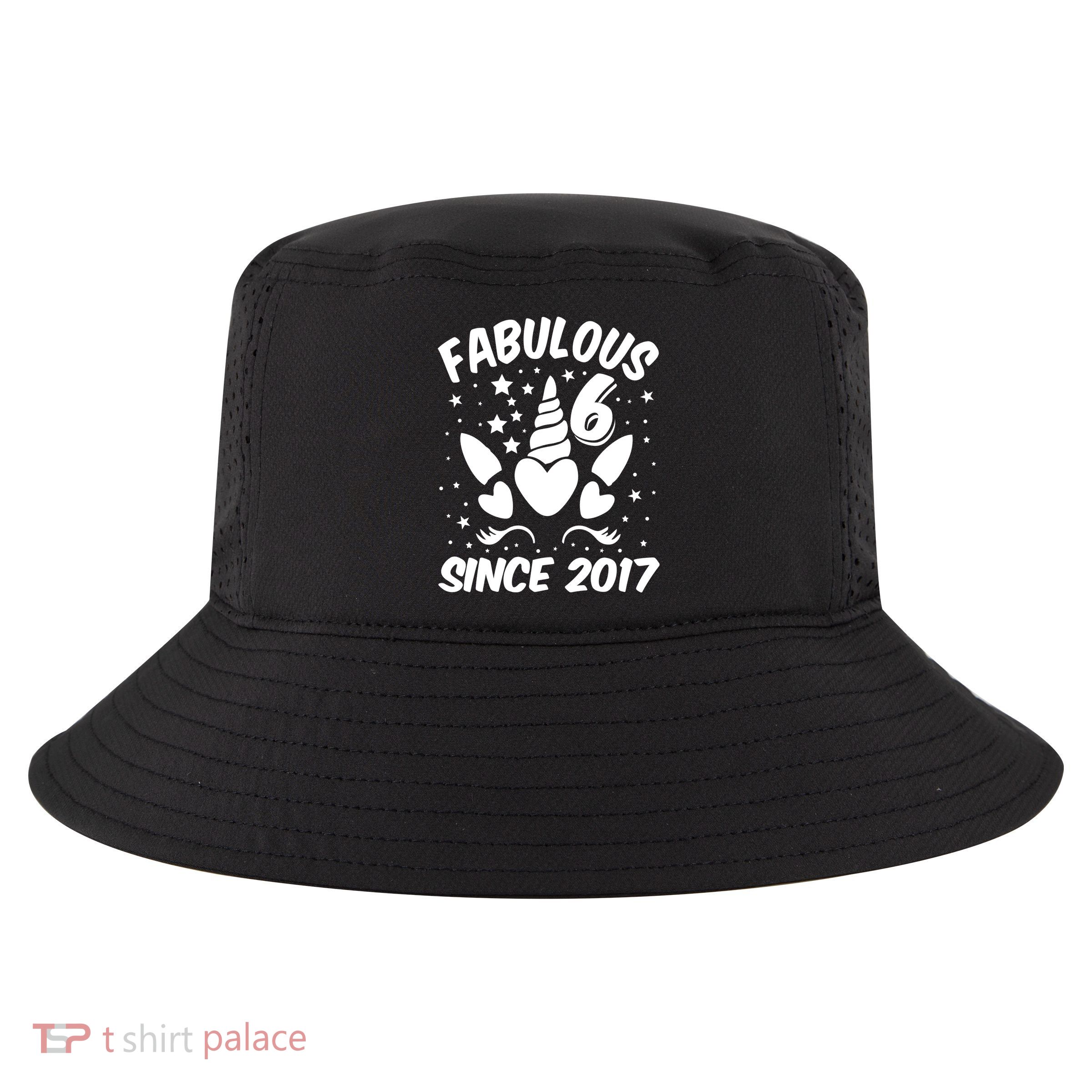 Fabulous 6 Since 2017 Unicorn Birthday Cool Comfort Performance Bucket Hat