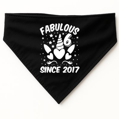 Fabulous 6 Since 2017 Unicorn Birthday USA-Made Doggie Bandana