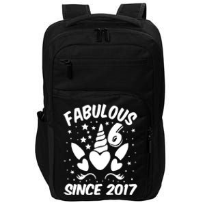 Fabulous 6 Since 2017 Unicorn Birthday Impact Tech Backpack