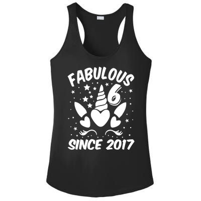 Fabulous 6 Since 2017 Unicorn Birthday Ladies PosiCharge Competitor Racerback Tank