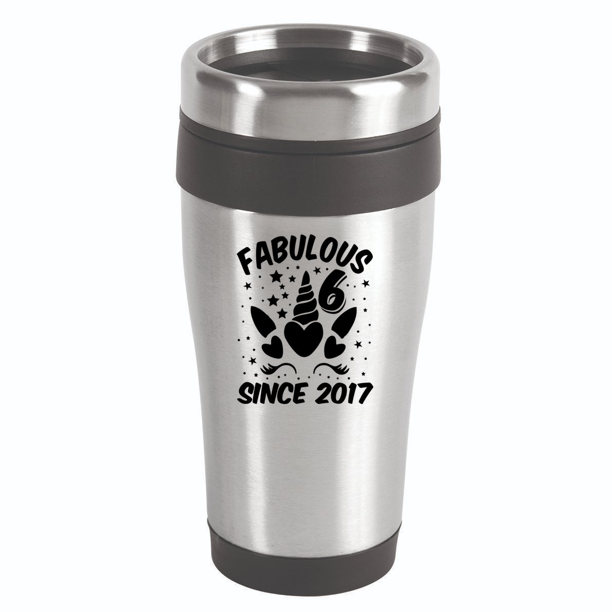 Fabulous 6 Since 2017 Unicorn Birthday 16oz Travel Tumbler