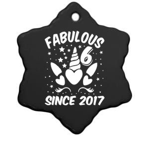 Fabulous 6 Since 2017 Unicorn Birthday Ceramic Star Ornament