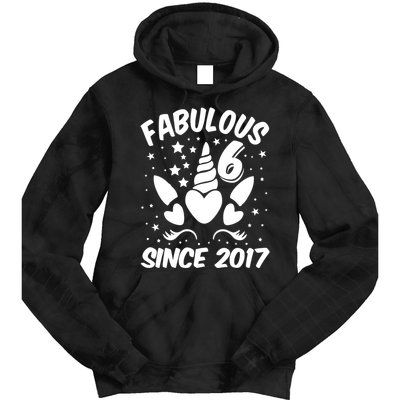 Fabulous 6 Since 2017 Unicorn Birthday Tie Dye Hoodie