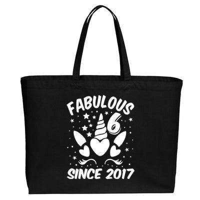 Fabulous 6 Since 2017 Unicorn Birthday Cotton Canvas Jumbo Tote