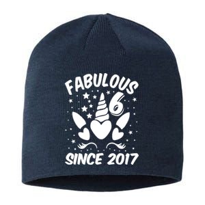 Fabulous 6 Since 2017 Unicorn Birthday Sustainable Beanie