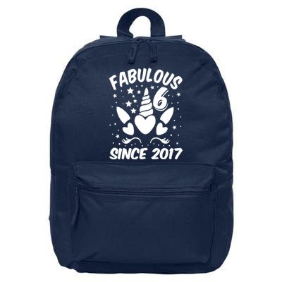 Fabulous 6 Since 2017 Unicorn Birthday 16 in Basic Backpack