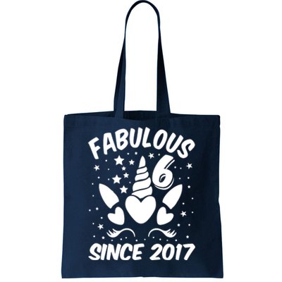 Fabulous 6 Since 2017 Unicorn Birthday Tote Bag