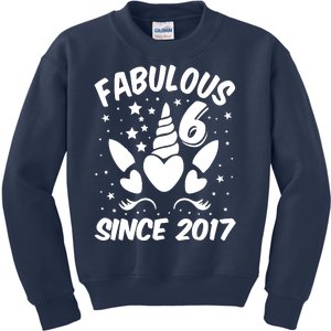 Fabulous 6 Since 2017 Unicorn Birthday Kids Sweatshirt