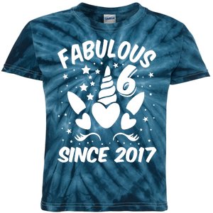 Fabulous 6 Since 2017 Unicorn Birthday Kids Tie-Dye T-Shirt