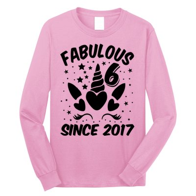 Fabulous 6 Since 2017 Unicorn Birthday Long Sleeve Shirt