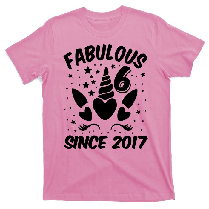 Fabulous 6 Since 2017 Unicorn Birthday T-Shirt