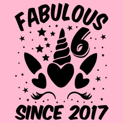 Fabulous 6 Since 2017 Unicorn Birthday T-Shirt