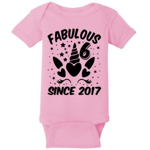 Fabulous 6 Since 2017 Unicorn Birthday Baby Bodysuit