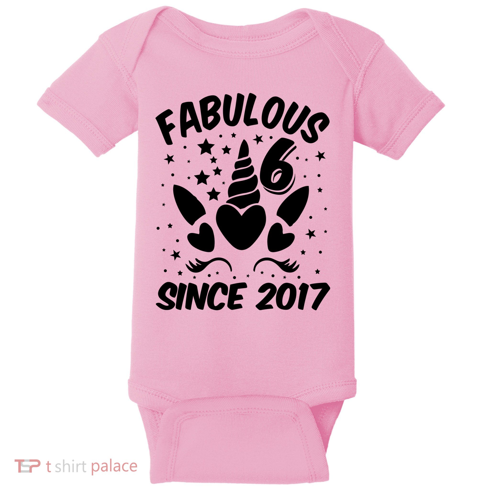 Fabulous 6 Since 2017 Unicorn Birthday Baby Bodysuit