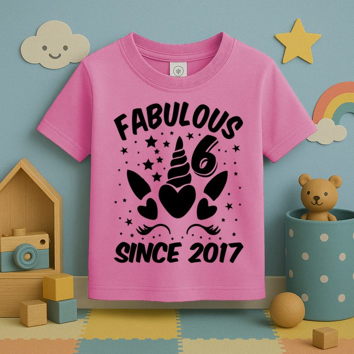 Fabulous 6 Since 2017 Unicorn Birthday Toddler T-Shirt