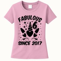 Fabulous 6 Since 2017 Unicorn Birthday Womens T-Shirt