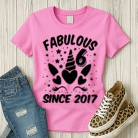 Fabulous 6 Since 2017 Unicorn Birthday Womens T-Shirt